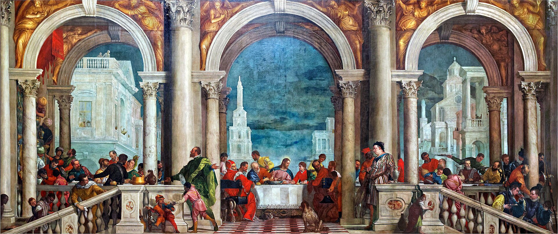 Veronese's Feast in the House of Levi, a banquet staged inside a triple marble arcade